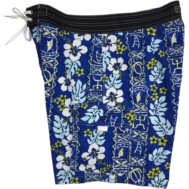 100% Cotton Men'S Non-Elastic Waist Board Shorts – Tortugas Design, Short Length 1