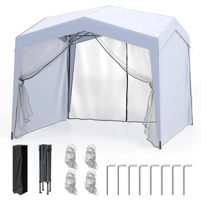 10×10 Ft Pop-Up Canopy Tent – Removable Mesh Walls & Zippered Sidewalls For Ventilation And Privacy 1