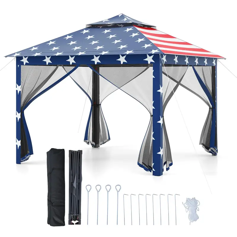 11' X 11' Pop-Up Gazebo With Mesh Sidewalls, Vented Canopy, And Drainage Holes 1