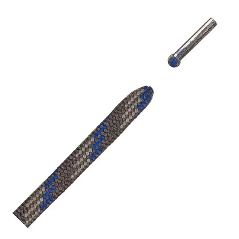 150Cm Semicircular Boot Laces (7Mm) – Grey/Blue Stripe 1