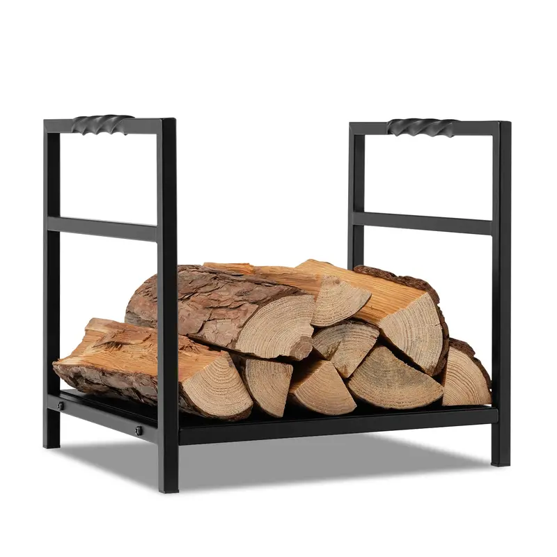 16-Inch Decorative Firewood Stand – Indoor/Outdoor Log Holder With Ergonomic Handle And Elevated Base 1