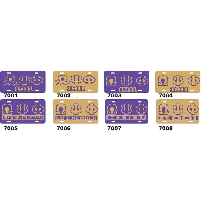 1911 Sorority License Plate – Purple & Old Gold Design With 'Roo!' And Life Member Text 1