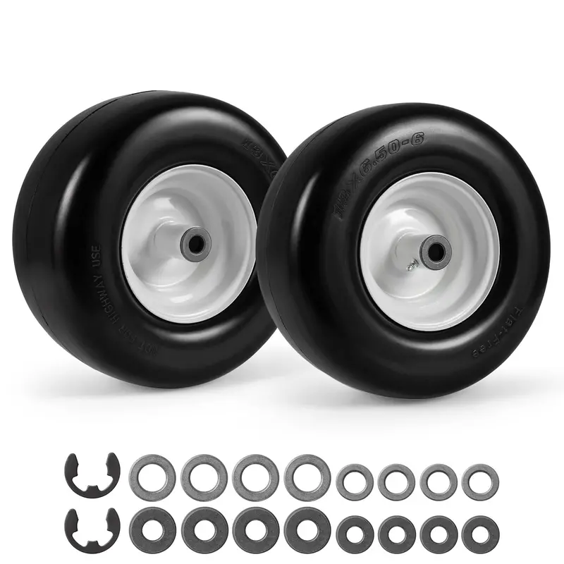 2-Pack 13 X 6.50-6 Flat-Free Tires & Wheels – Maintenance-Free Replacement Kit 1
