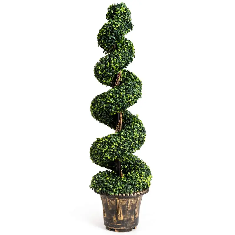 4-Foot Artificial Boxwood Spiral Topiary – Lifelike Greenery Plant For Modern Interiors 1