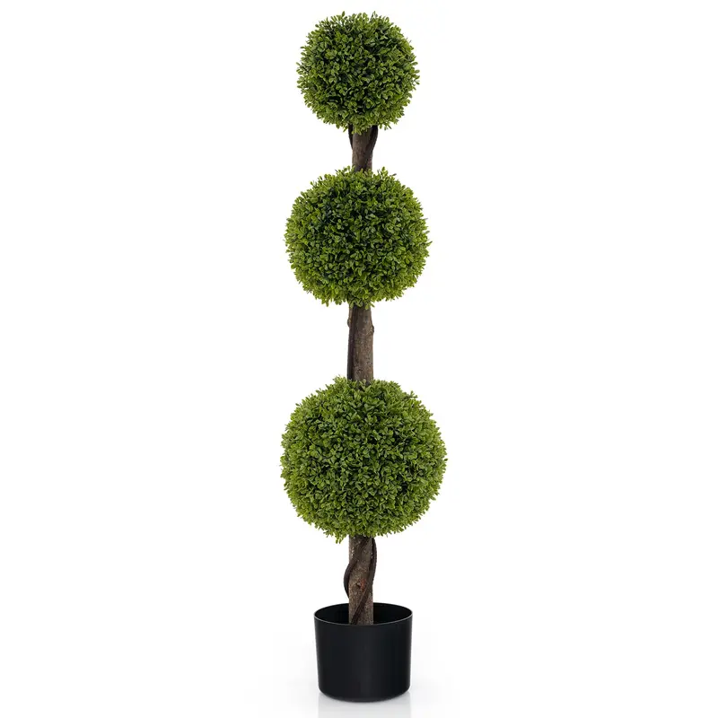 4-Foot Faux Boxwood Topiary Ball Tree With Sturdy Weighted Pot And Lifelike Finish 1