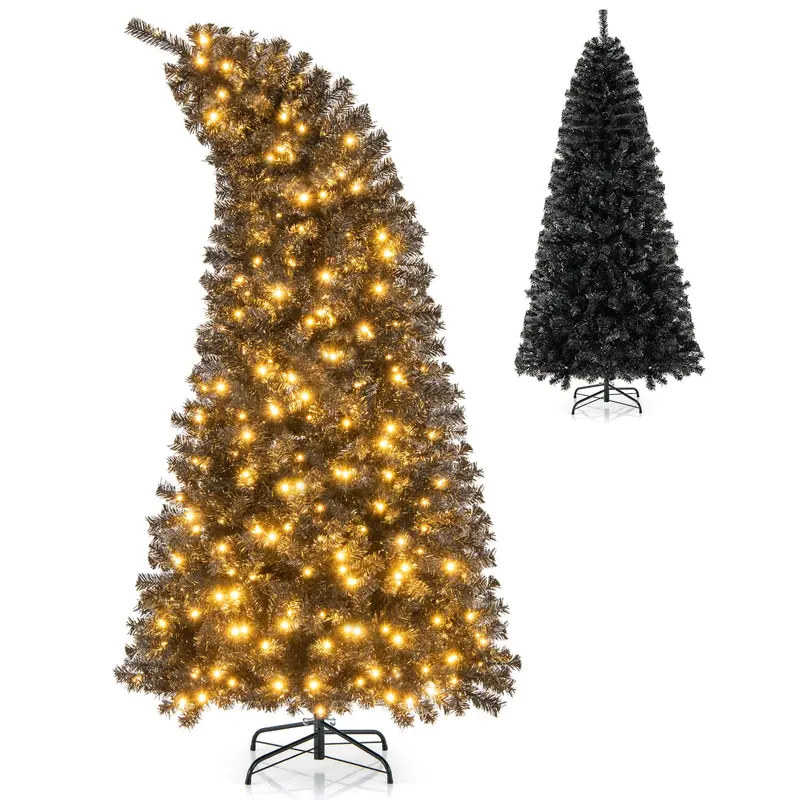 7-Foot Pre-Lit Black Halloween Tree With Articulating Top Section And Gothic Styling 1