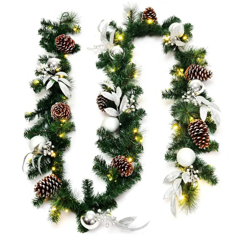 9-Foot Pre-Lit Christmas Garland With 50 Warm White Led Lights 1