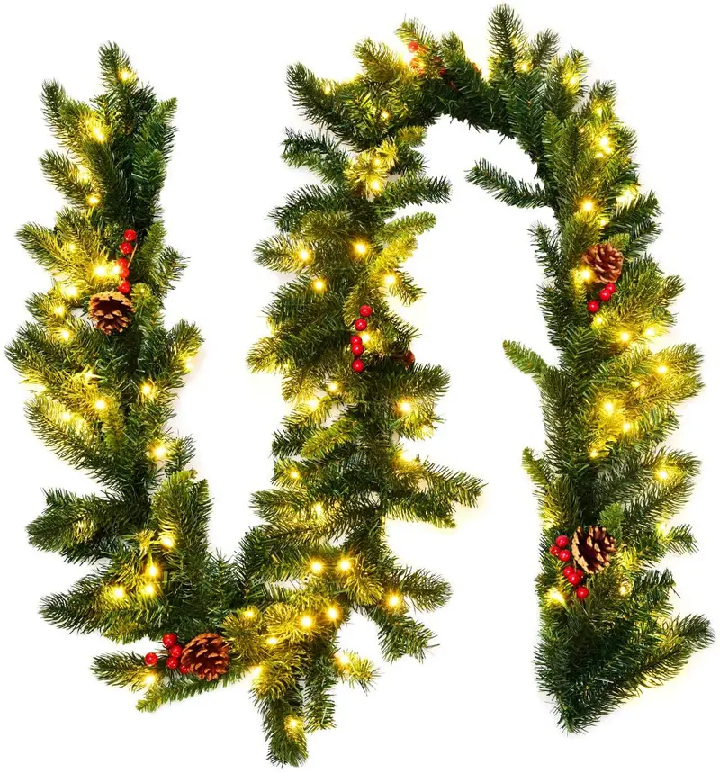 9-Foot Pre-Lit Led Christmas Garland – 100 Warm White Lights 1