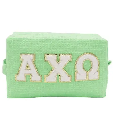 Alpha Chi Omega Chenille Letter Waffle Makeup Bag 1