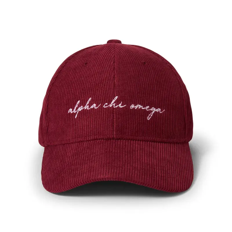 Alpha Chi Omega Corduroy Hat – Achiom Greek Letter Headwear 1