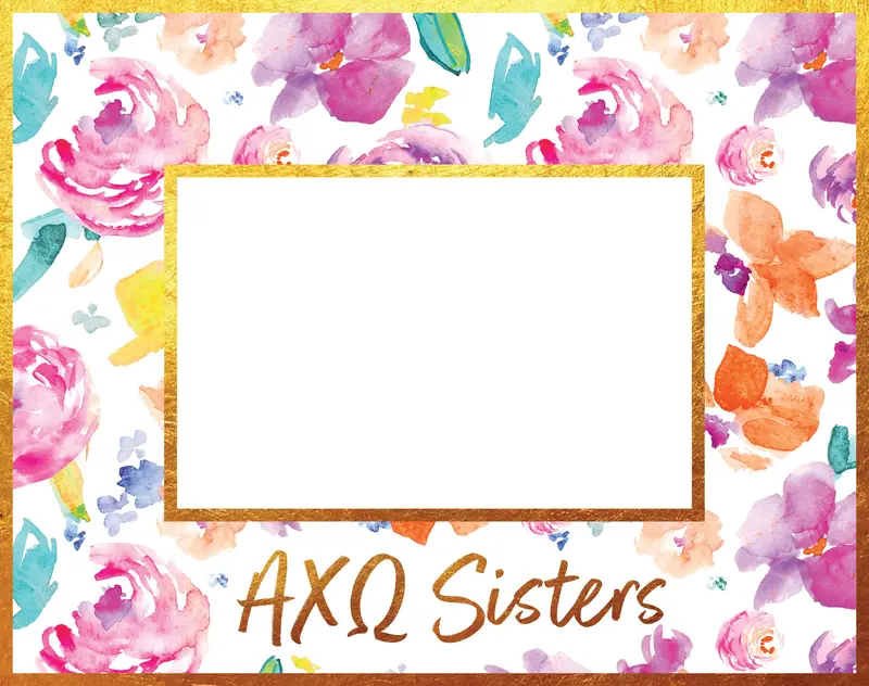 Alpha Chi Omega Floral Wood Photo Frame With Gold Foil Embellishment 1