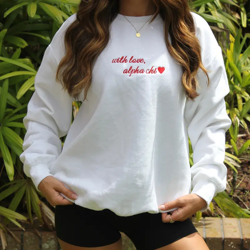 Alpha Chi Omega Love-Themed Crewneck Sweatshirt 1