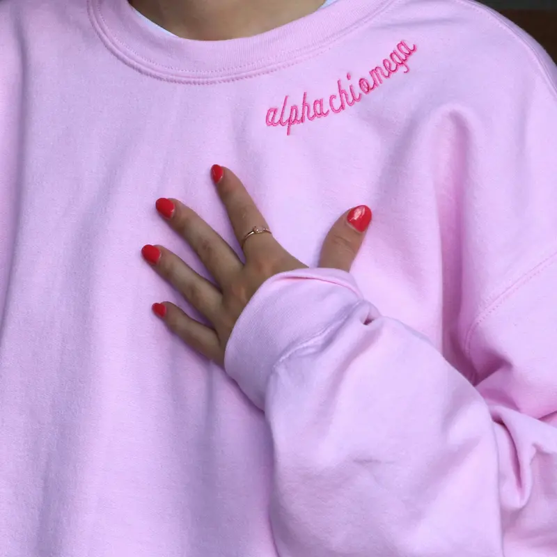 Alpha Chi Omega Side-Script Crewneck Sweatshirt 1