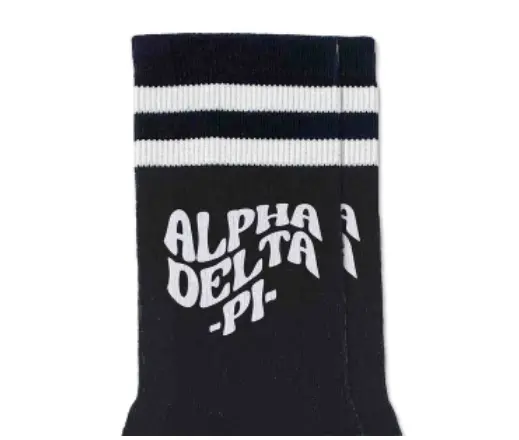 Alpha Delta Pi Black Retro Crew Socks – Vintage-Inspired Greek Apparel 1