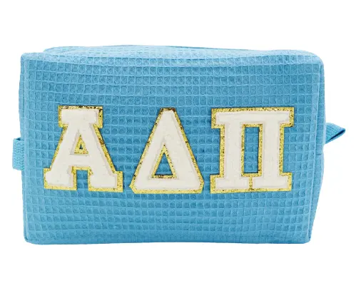 Alpha Delta Pi Chenille Letter Waffle Makeup Bag 1