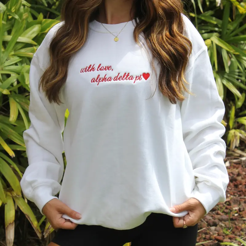 Alpha Delta Pi 'With Love' Cotton Crewneck Sweatshirt 1