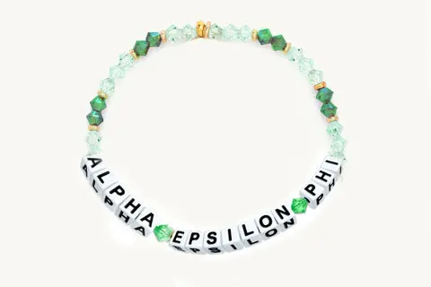 Alpha Epsilon Phi Beaded Name Bracelet – Unique Greek Letter Design 1