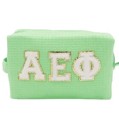 Alpha Epsilon Phi Chenille Letter Waffle Makeup Bag 1