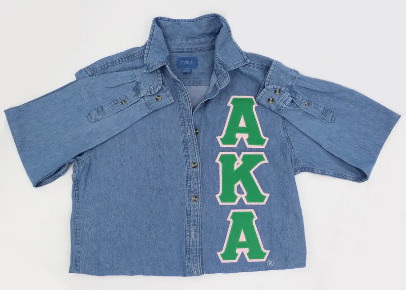 Alpha Kappa Alpha Denim Button-Up Blouse 1