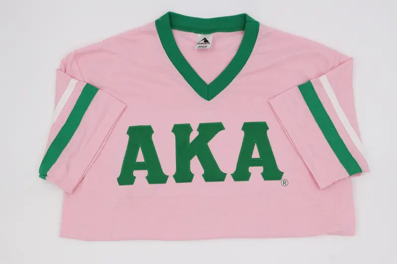 Alpha Kappa Alpha V-Neck Jersey With Striped Sleeves 1