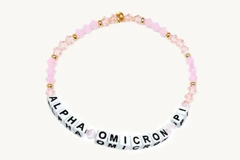 Alpha Omicron Pi Beaded Name Bracelet – Dainty Sorority Jewelry 1