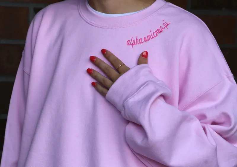 Alpha Omicron Pi Side-Script Crewneck Sweatshirt 1