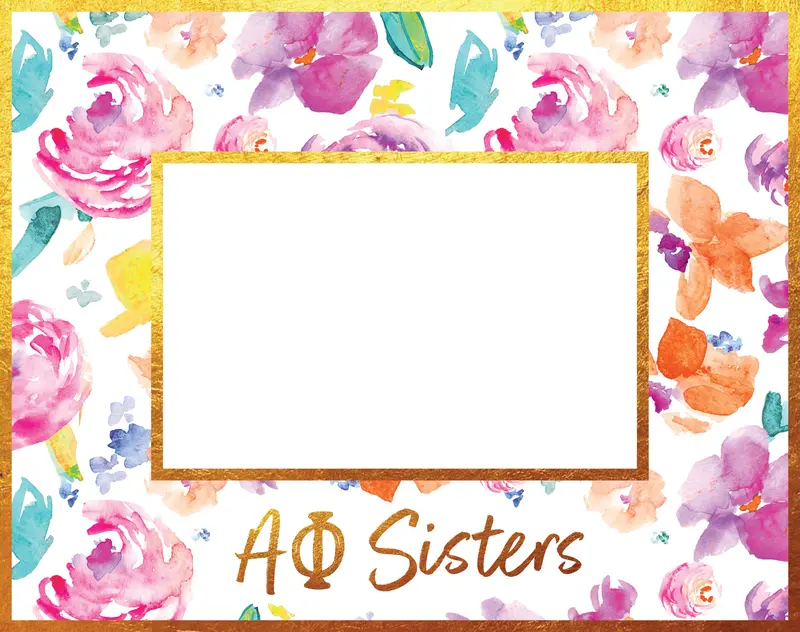 Alpha Phi Botanical-Themed Wooden Frame With Gold Foil Highlights 1