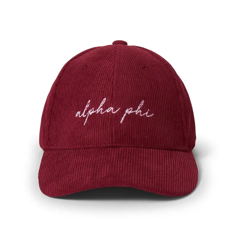 Alpha Phi Corduroy Hat – Embroidered Sorority Cap 1