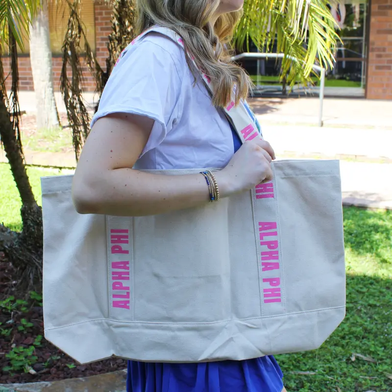 Alpha Phi Premium Large Canvas Tote For Everyday Use 1