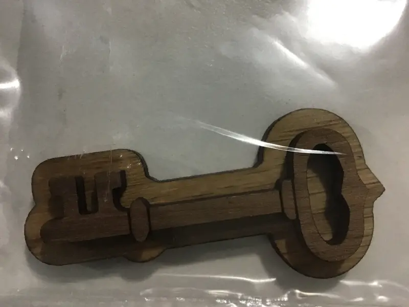Antique Key Wooden Backing Symbol 1