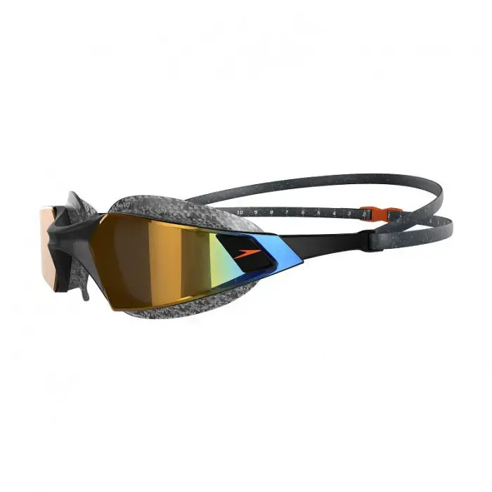 Aquapulse Pro Mirror Swim Goggles – Black Frame With Gold Accents 1