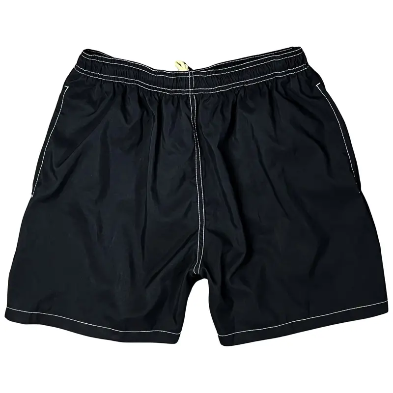 Black & White Stitch Men'S Swim Trunks – Stretch Waistband, Tailored Side Pockets 1