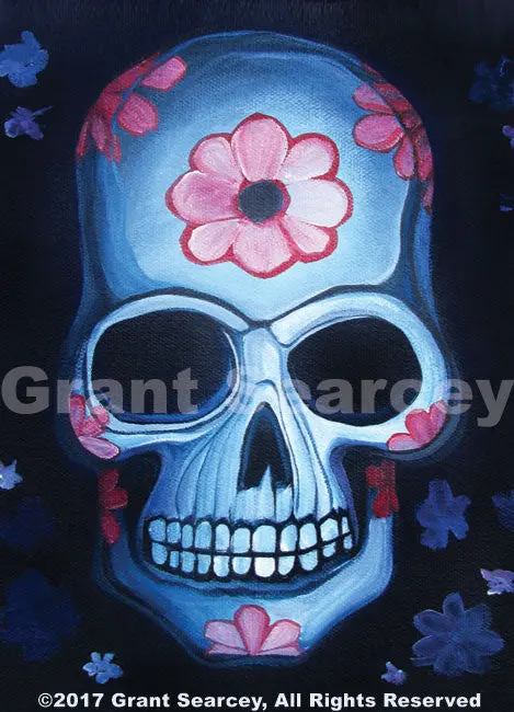 Botanical Flower Skull Art 1