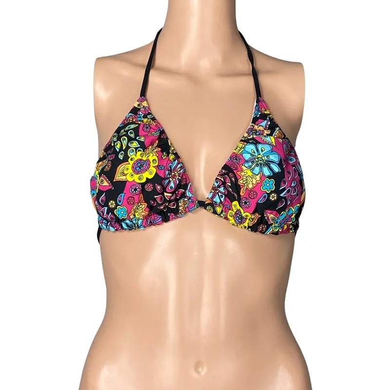 Carnival Print Bikini Top – Available In Black Or Purple 1