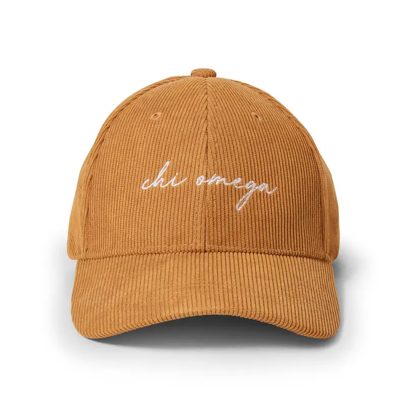 Chi Omega Corduroy Cap – Cog Greek Letter Fashion Hat 1
