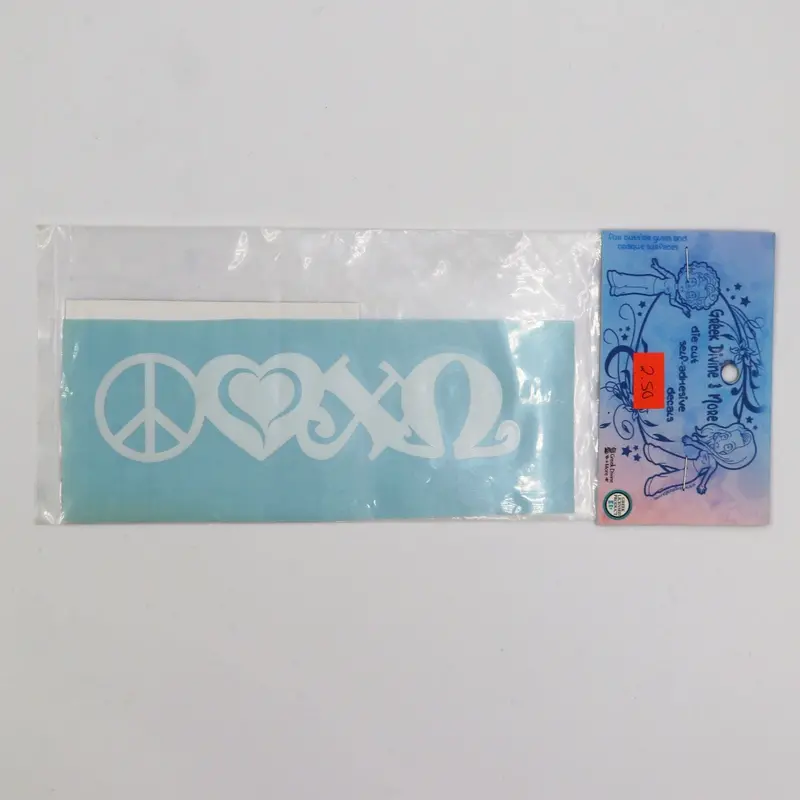 Chi Omega Peace & Love Vinyl Decal – Discontinued Design 1