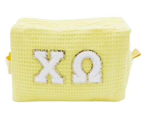 Chi Omega Waffle-Knit Embroidered Makeup Bag 1