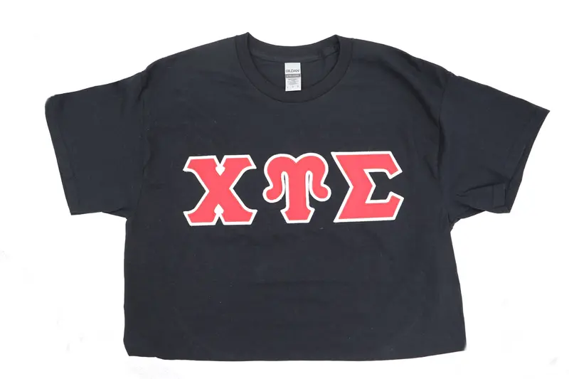 Chi Upsilon Sigma Satin-Stitch Greek Letter T-Shirt 1