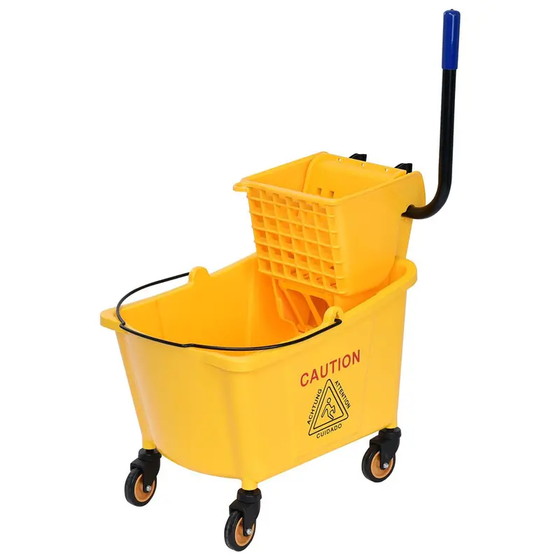 Commercial-Grade Side-Press Mop Bucket With Wringer And Cleaning Caddy – Efficient Floor Maintenance System 1
