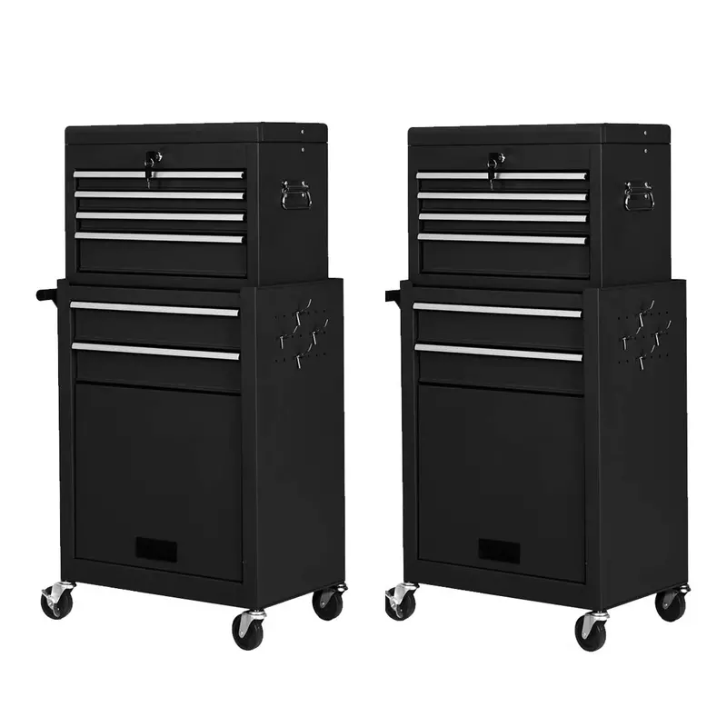 Dual Rolling Tool Chest Set – Two 6-Drawer Heavy-Duty Steel Toolboxes 1