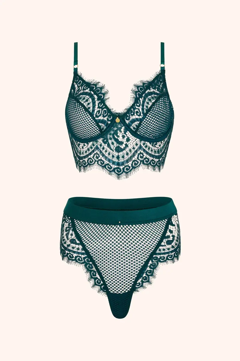 Emerald Green High-Waisted Bottoms 1
