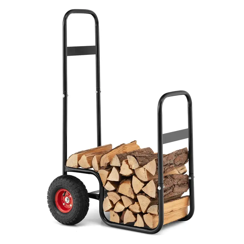 Firewood Cart With Durable Rubber Wheels – Indoor/Outdoor Log Rack And Transport Trolley For Easy Firewood Handling 1