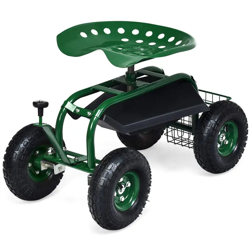 Foldable Gardening Scooter Wagon With Wheels — Compact Patio & Planting Aid 1