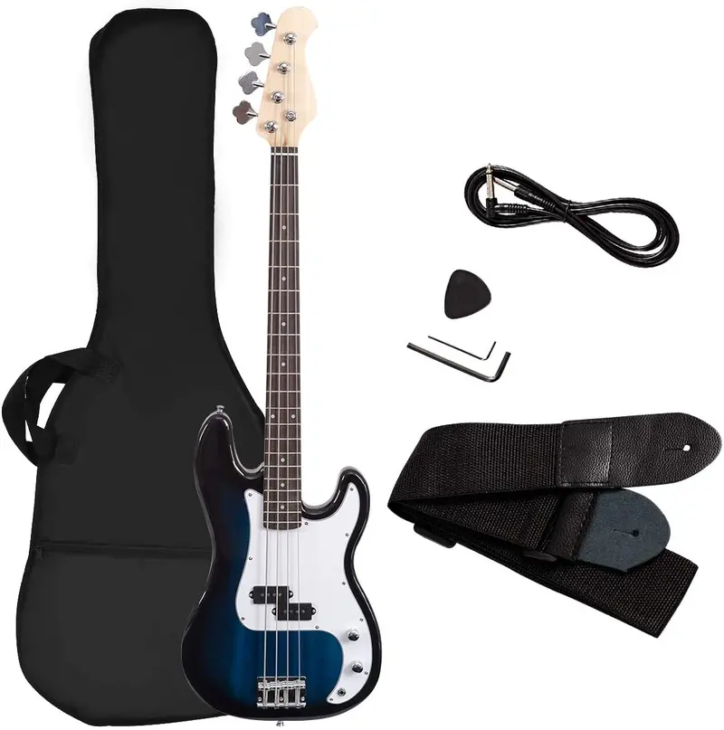 Full-Size 4-String Electric Bass Guitar Kit – Includes Amp, Strap, Bag & Cable 1