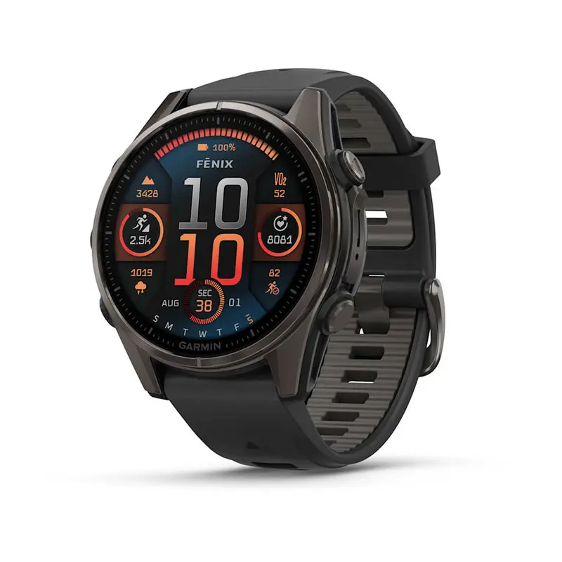 Garmin Fenix 8 – 43Mm Amoled, Sapphire-Carbon-Titanium Build, Black Silicone Band 1