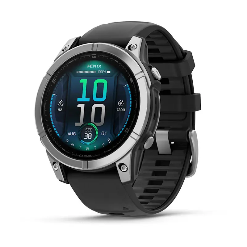 Garmin Fenix E – 47Mm Amoled Display, Stainless Steel Case, Black Silicone Band 1