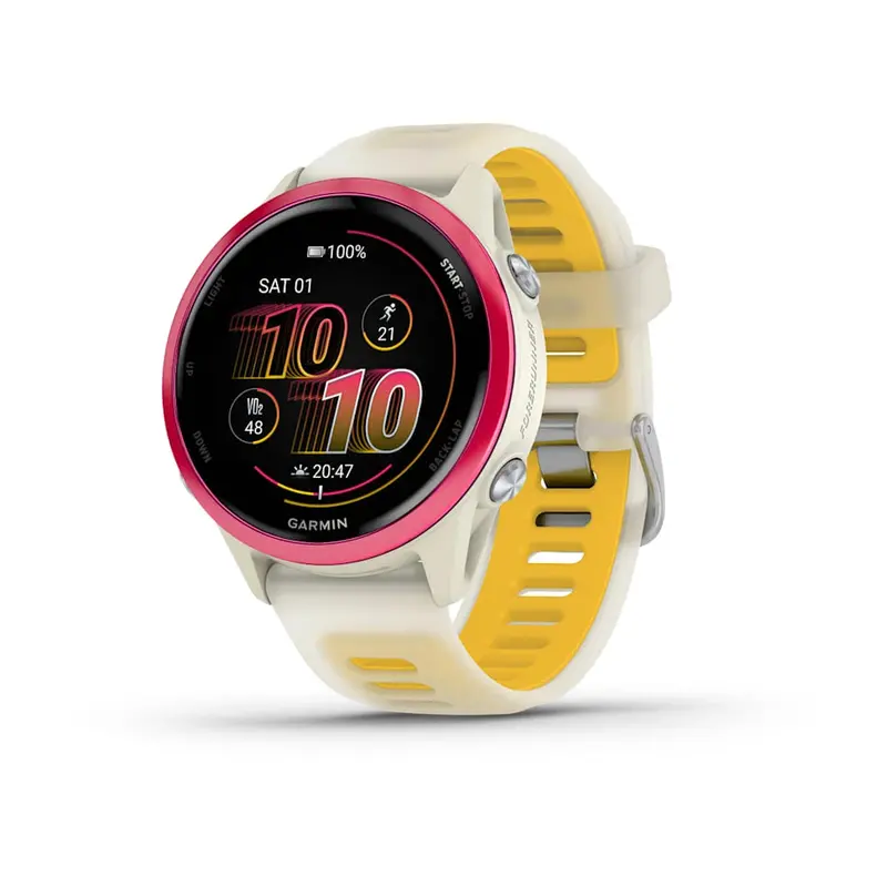 Garmin Forerunner 570 42Mm Aluminium Watch In Raspberry Pink With Bone And Mango Band 1