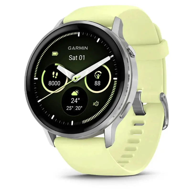 Garmin Venu 4 Smartwatch 45Mm – Silver Case With Citron Silicone Band 1