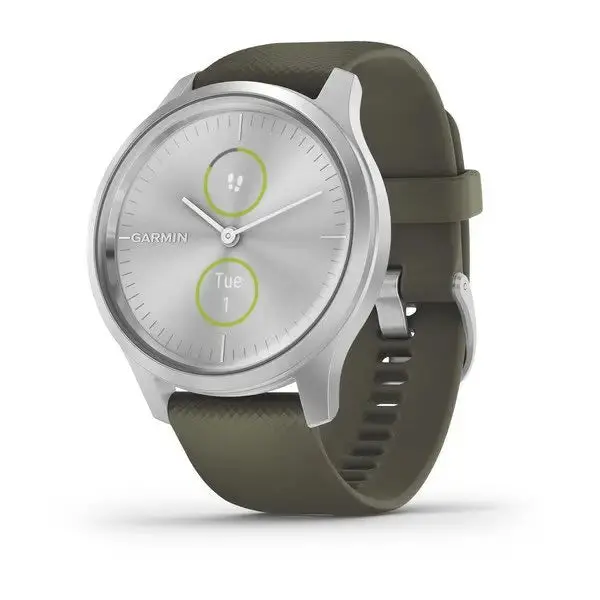 Garmin Vivomove Style Watch In Silver And Moss Green 1