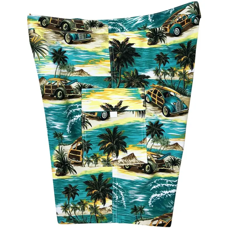 Getaway Car Women'S Lower-Rise Non-Elastic Board Shorts – Teal Custom Edition 1
